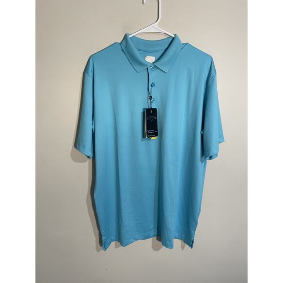 Callaway Polo Shirt Men’s Blue Atoll Opti Dri Golf Medium NWT - Picture 1 of 11